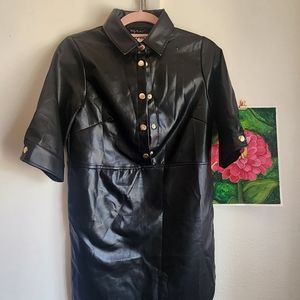 Black faux leather mini dress size M